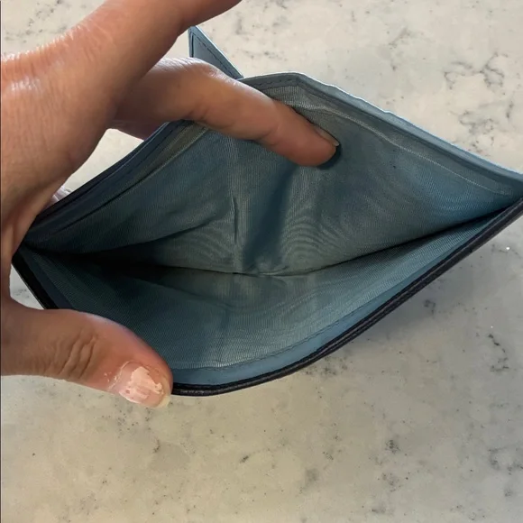 Prada Vitello Move Bi-Fold Wallet in Blue Leather & Silver Hardware - Picture 4 of 7